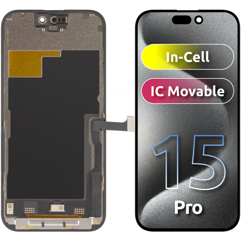 ZY Touchscreen Display for Apple iPhone 15 Pro, with Frame, In-Cell IC Movable LCD Version, Black 