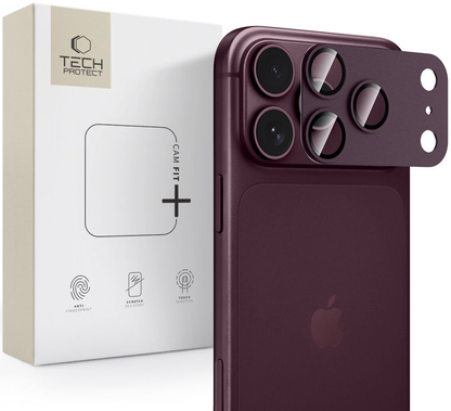 Tech-Protect CamFull Fit+ Rear Camera Protective Film for Apple iPhone 18 Pro Max, Tempered Glass, Burgundy