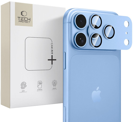 Tech-Protect CamFull Fit+ Rear Camera Protector for Apple iPhone 18 Pro Max, Tempered Glass, Blue