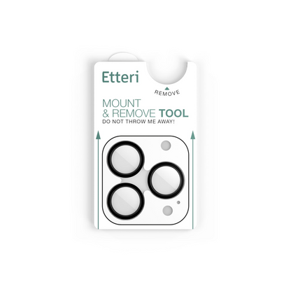 Etteri Rear Camera Protective Film for Apple iPhone 16 Pro Max / 16 Pro, Tempered Glass, Black