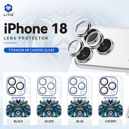 Lito Titanium AR Rear Camera Protective Film for Apple iPhone 18 Pro / 18 Pro Max, Tempered Glass, Black