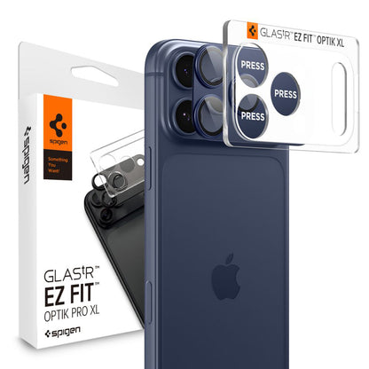 Rear Camera Protection Film Spigen GlastR EZ FIT Optik Pro XL for Apple iPhone 17 Pro, Tempered Glass, Blue AGL10646