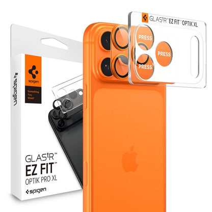 Rear Camera Protection Film Spigen GlastR EZ FIT Optik Pro XL for Apple iPhone 17 Pro, Tempered Glass, Orange AGL10645