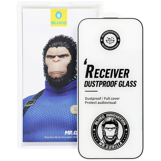 Mr. Monkey Glass Receiver Dustproof Screen Protector for Apple iPhone 16 Pro, Glass Shielded, Full Glue, 5D, Black 