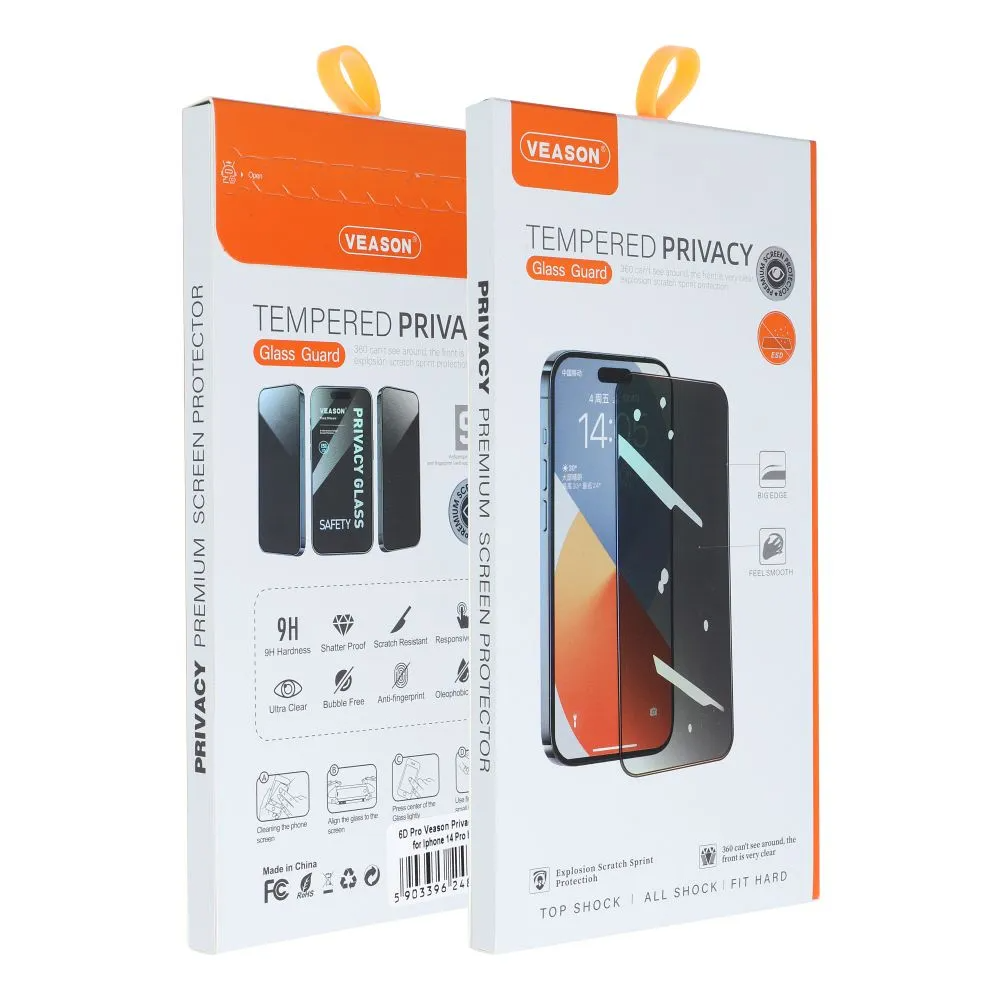 Veason Privacy Screen Protector for Apple iPhone 16, Tempered Glass, Full Glue, 6D