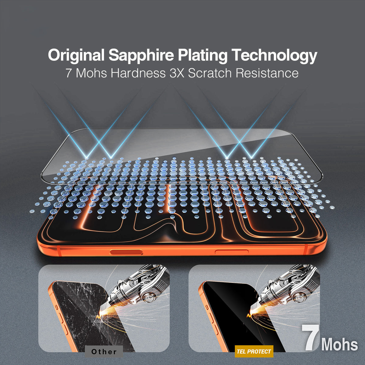 Tel Protect 10X HD DLC Diamond Coating Screen Protector for Apple iPhone 18 Pro Max / 17 Pro Max, Tempered Glass, Full Glue, Black