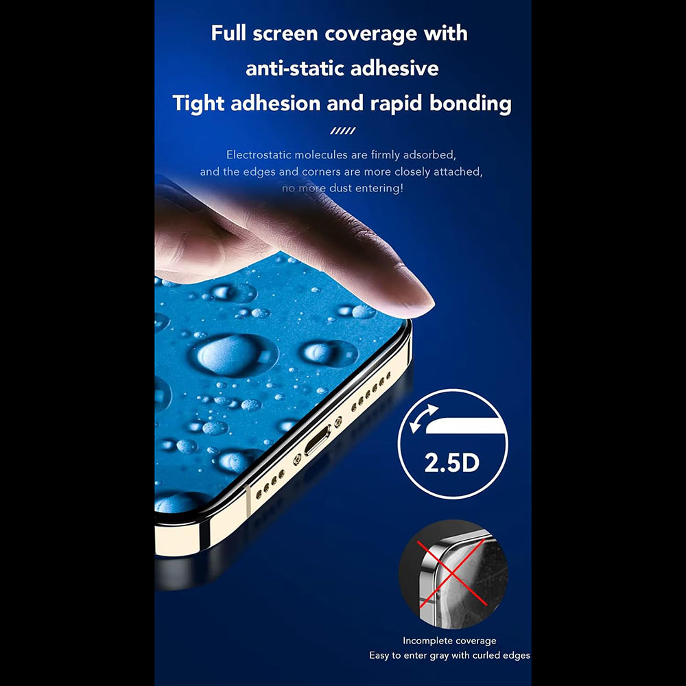 Anank 3X Reinforced Screen Protector Film for Apple iPhone 16 Pro, Tempered Glass, Full Glue, 2.5D, Black