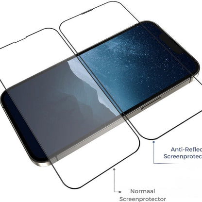 Blueo Anti-Reflective HD Screen Protector Film for Apple iPhone 14 Plus / 13 Pro Max, Tempered Glass, Full Glue, Black