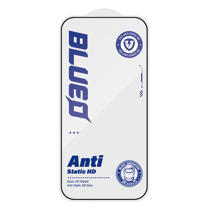 Blueo Anti-Static HD Screen Protector Film for Apple iPhone 15 Pro, Tempered Glass, Full Glue, Black