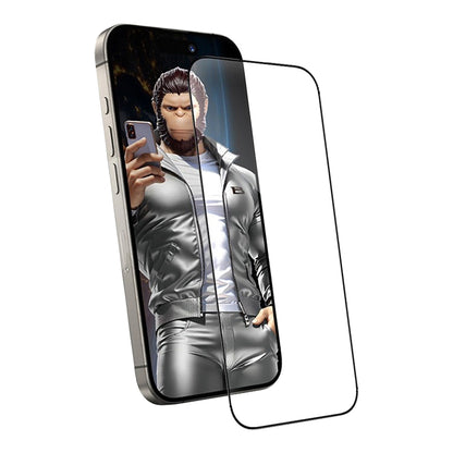 Blueo Anti-Static HD Screen Protector Film for Apple iPhone 16 Plus / 15 Plus, Tempered Glass, Full Glue, Black
