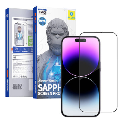 Blueo Sapphire Applicator Pro Screen Protector for Apple iPhone 16 Pro, Tempered Glass, Full Glue, Black