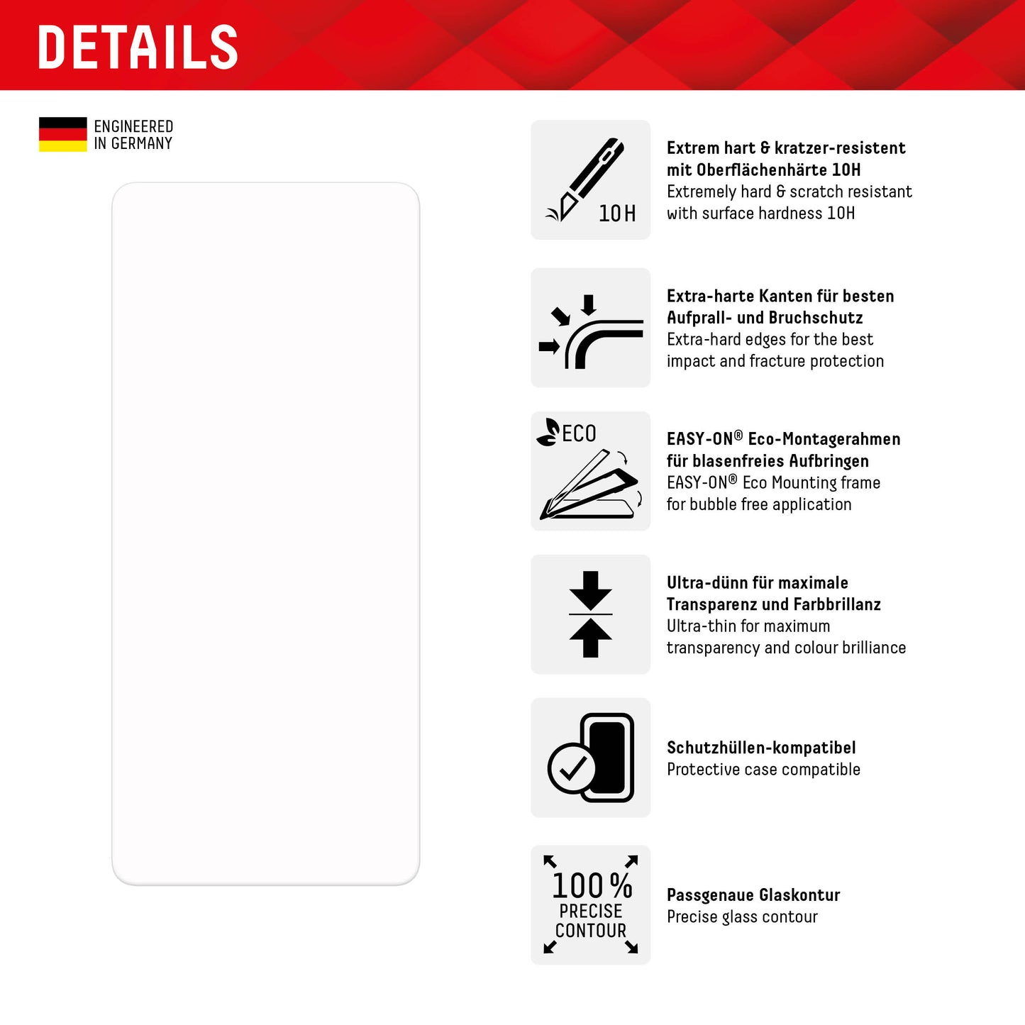 Displex Real Glass Screen Protector for Google Pixel 8 Pro, Tempered Glass, Full Glue, 2D