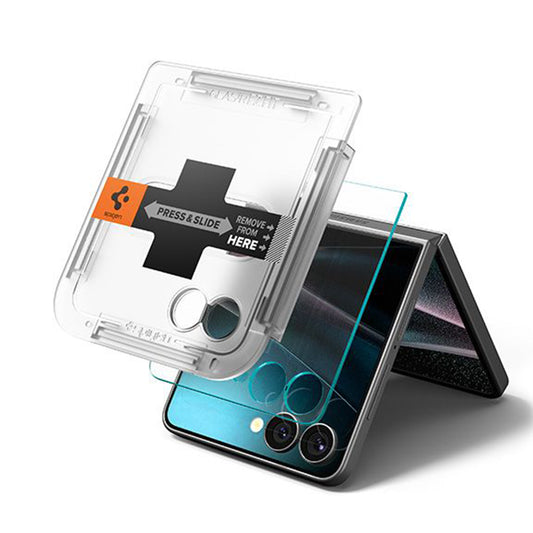 Spigen GlastR EZ FIT Exterior Screen Protector for Samsung Galaxy Z Flip7 F766, Tempered Glass, Full Glue