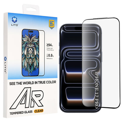 Lito AR SE Screen Protector for Apple iPhone 18 Pro / 17 Pro, Tempered Glass, Full Glue, Black
