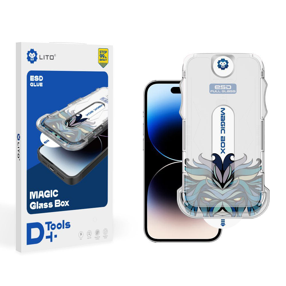 Lito Magic Glass Box D+ Tools Screen Protector for Apple iPhone 15, Tempered Glass, Full Glue