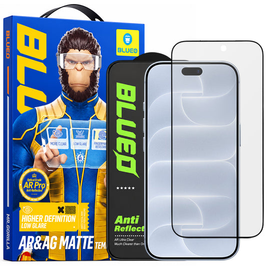 Blueo Matte Anti-Reflective HD Screen Protector for Apple iPhone 18 Pro, Tempered Glass, Full Glue, Black
