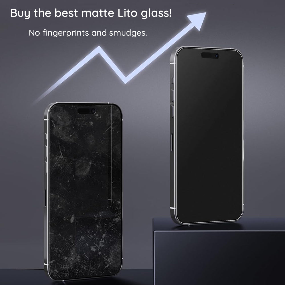 Matte Screen Protector Lito HD Pro for Apple iPhone 16 Pro Max, Tempered Glass, Full Glue, Black