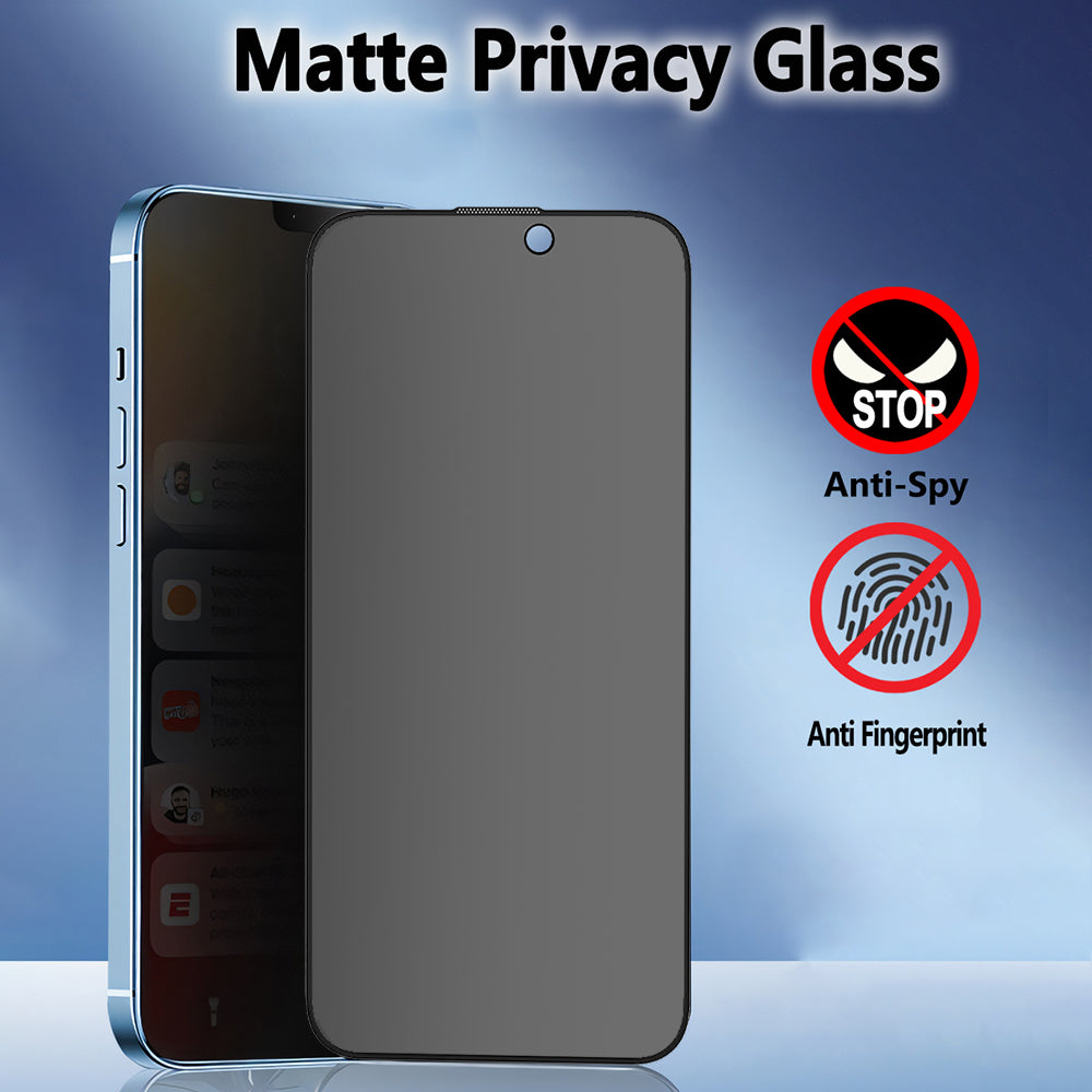 Matte Privacy Blueo Anti-Peep Screen Protector for Apple iPhone 14 Pro, Tempered Glass, Full Glue