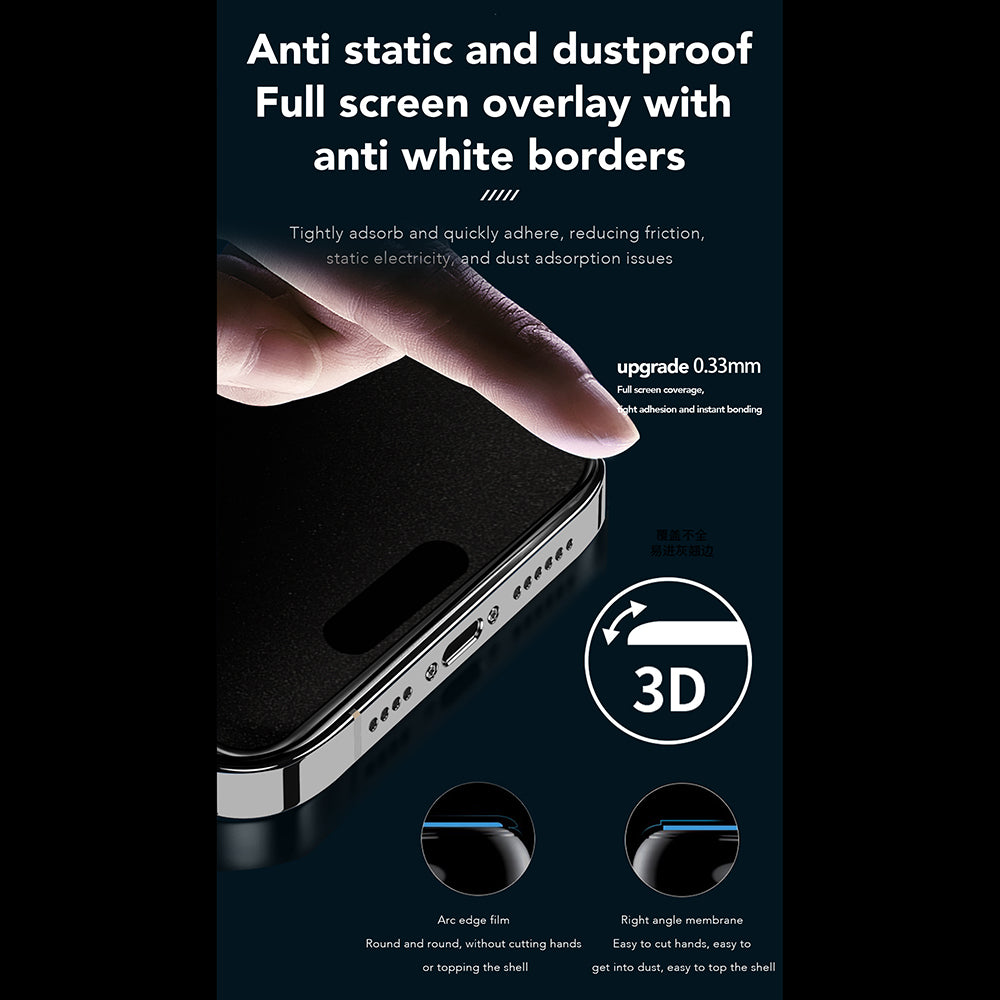 Anank 1X Reinforced 360 Privacy Screen Protector for Apple iPhone 17e / 16e / 14 / 13 Pro, Tempered Glass, Full Glue, 2.5D
