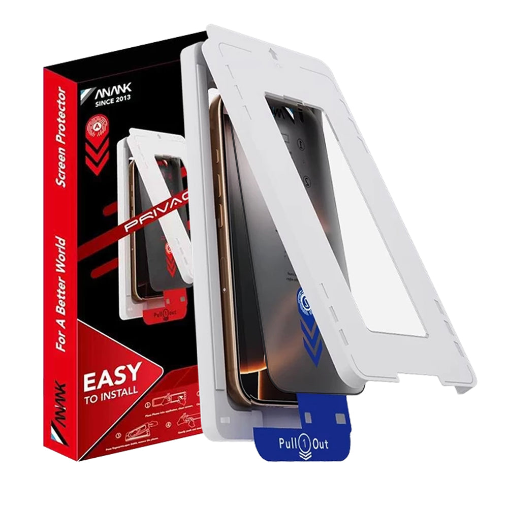 Anank 2X Reinforced Privacy Screen Protector for Apple iPhone 15 Pro, Tempered Glass, Full Glue, 2.5D