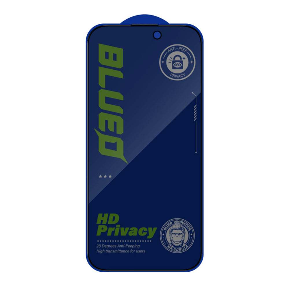 Blueo Anti-Peep Privacy Screen Protector for Apple iPhone 14 Pro, Tempered Glass, Full Glue