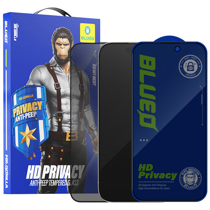 Blueo Anti-Peep Privacy Screen Protector Film for Apple iPhone 15 Pro Max, Tempered Glass, Full Glue