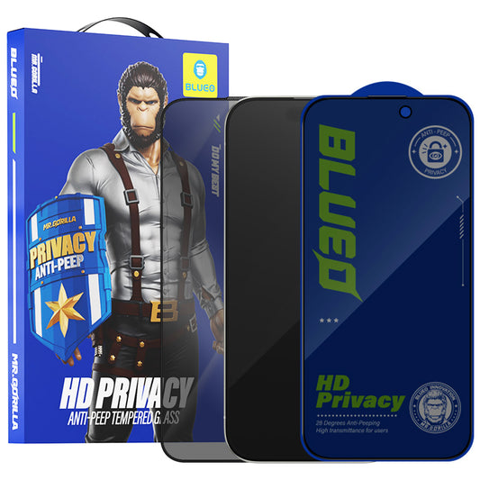 Privacy Screen Protector Blueo Anti-Peep for Apple iPhone 16 / 15, Tempered Glass, Full Glue