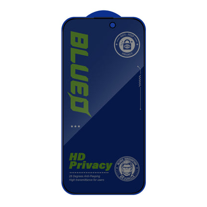 Privacy Screen Protector Blueo Anti-Peep for Apple iPhone 16 / 15, Tempered Glass, Full Glue