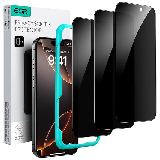 ESR Privacy Screen Protector for Apple iPhone 17 Pro Max, Tempered Glass, Full Glue, Set of 3 Pieces