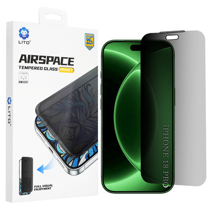 Lito Airspace Border Privacy Screen Protector for Apple iPhone 18 Pro / 17 Pro, Tempered Glass, Full Glue
