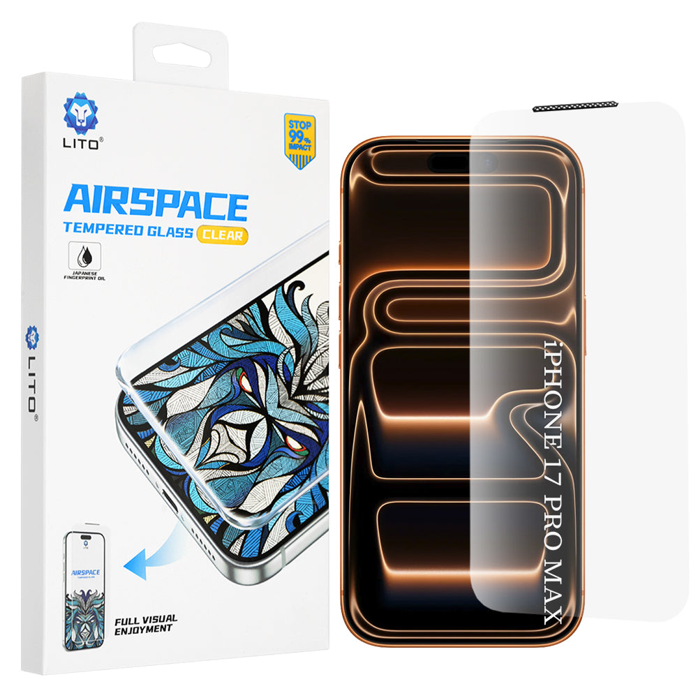 Lito Airspace Border Screen Protector for Apple iPhone 18 Pro Max / 17 Pro Max, Tempered Glass, Full Glue
