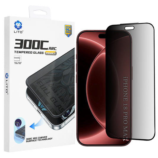 Privacy Screen Protector Lito D+ Max 300C for Apple iPhone 18 Pro Max, Tempered Glass, Full Glue