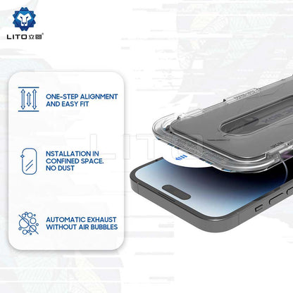 Privacy Screen Protector Lito Magic Glass Box D+ Tools for Apple iPhone 16 Plus, Tempered Glass, Full Glue