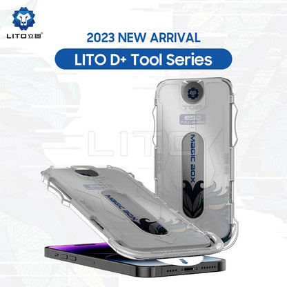 Privacy Screen Protector Film Lito Magic Glass Box D+ Tools for Apple iPhone 17e / 16e / 14 / 13 Pro, Tempered Glass, Full Glue