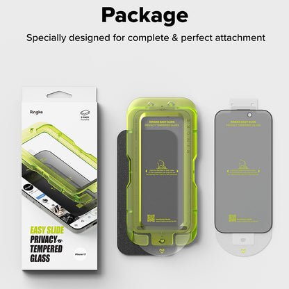 Privacy Screen Protector Ringke Easy Slide for Apple iPhone 17, Tempered Glass, Full Glue, Set of 2 pieces