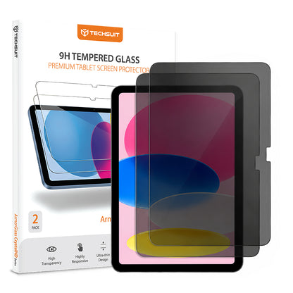 Privacy Screen Protector Techsuit ArmorGlass CrystalHD for Apple iPad (2025) / (2022), Tempered Glass, Full Glue, Set of 2 pieces
