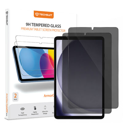Privacy Screen Protector Techsuit ArmorGlass CrystalHD for Samsung Galaxy Tab A11 / Tab A9, Tempered Glass, Full Glue, Set of 2 pieces