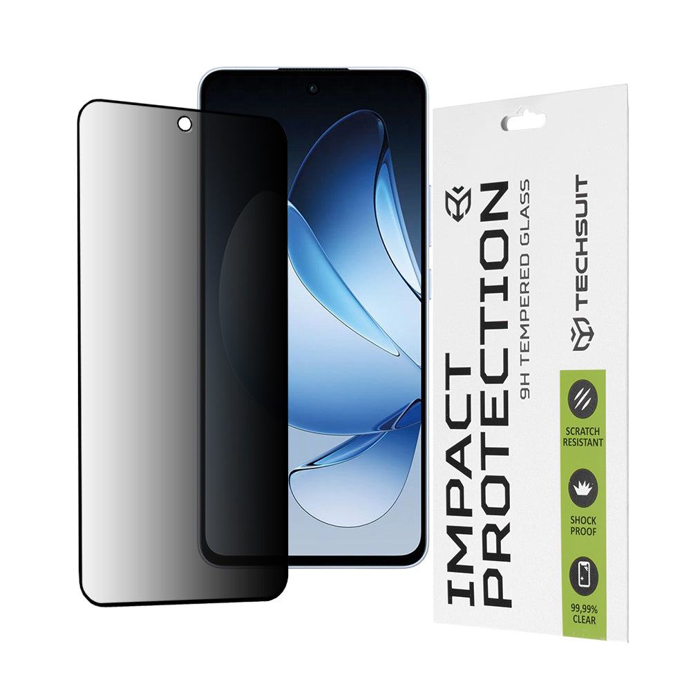 Privacy Techsuit Screen Protector for Oppo Reno13, Tempered Glass, Full Glue, 111D