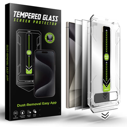 Privacy Screen Protector Techsuit TitanGlass CrystalHD for Samsung Galaxy S24 Ultra S928, Tempered Glass, Full Glue, Set of 2 pieces