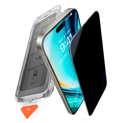 Privacy Screen Protector Torras GlassGo Install Master for Apple iPhone 16 Pro Max, Tempered Glass, Full Glue