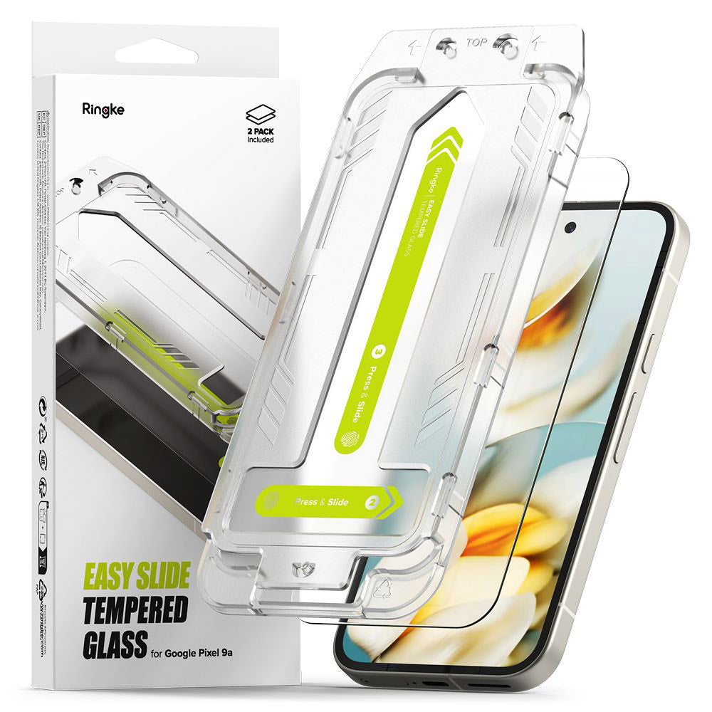 Ringke Easy Slide Screen Protector for Google Pixel 9a, Tempered Glass, Full Glue, Set of 2 pieces