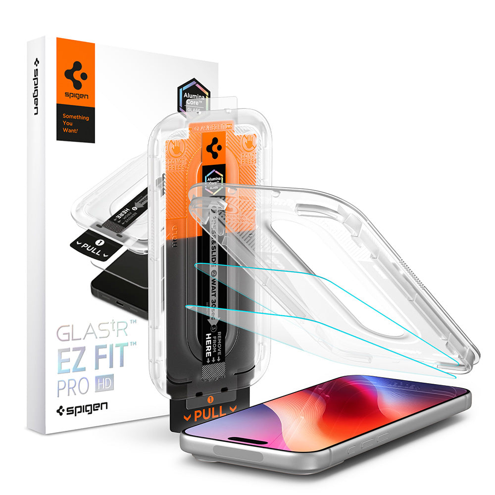 Spigen GlastR EZ FIT Pro HD Screen Protector for Apple iPhone 18 Pro Max / 17 Pro Max / 16 Pro Max, Tempered Glass, Full Glue, Set of 2 pieces AGL12048