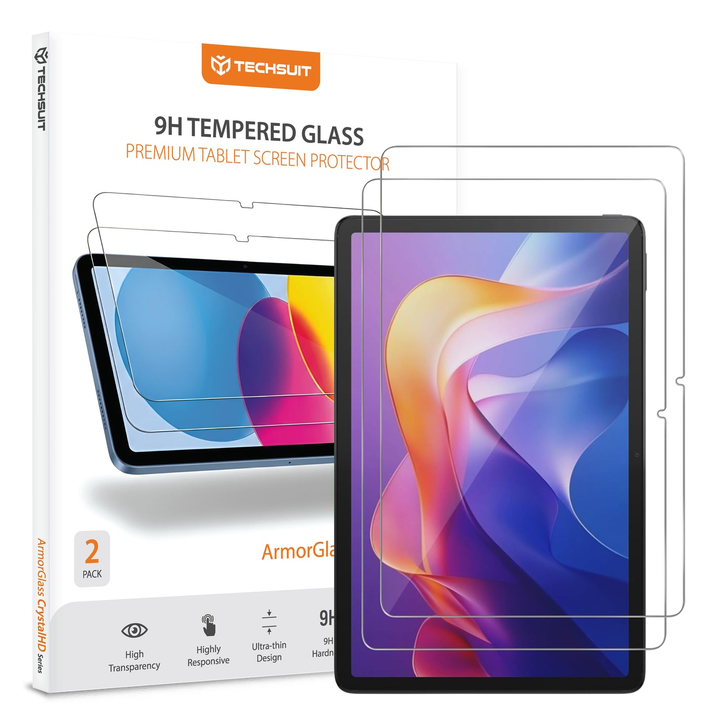 Techsuit ArmorGlass CrystalHD Screen Protector for Xiaomi Redmi Pad 2, Tempered Glass, Full Glue, Set of 2 Pieces