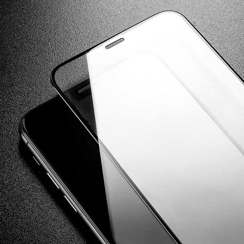 Techsuit Screen Protector Film for Apple iPhone 12 / 12 Pro, Tempered Glass, Full Glue, Black