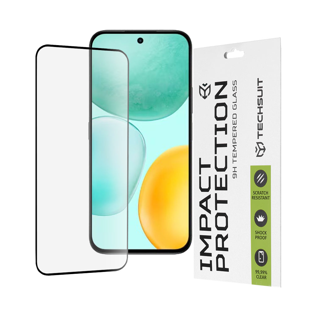 Techsuit Screen Protector for Honor X6c, Tempered Glass, Full Glue, 111D, Black