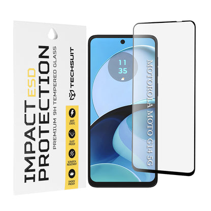 Techsuit Screen Protector Film for Motorola Moto G64 / G54 Power Edition / G14 / G54, Tempered Glass, Full Glue, Black