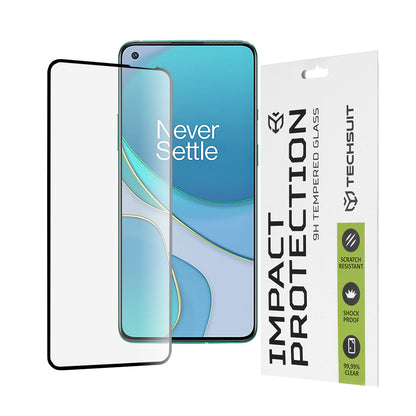 Techsuit Screen Protector Film for OnePlus 8T, Tempered Glass, Full Glue, 111D, Black