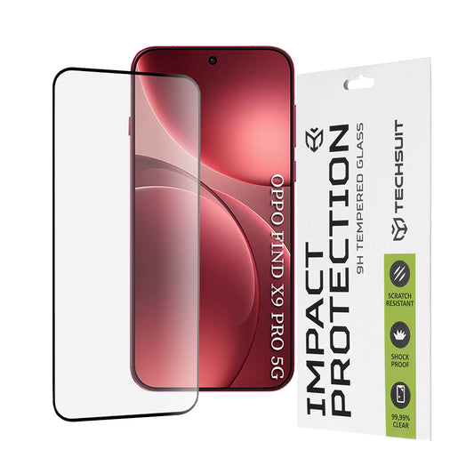 Techsuit Screen Protector for Oppo Find X9 Pro, Tempered Glass, Full Glue, 111D, Black