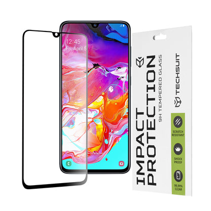 Techsuit Screen Protector Film for Samsung Galaxy A70s A707 / A90 5G A908 / A70 A705, Tempered Glass, Full Glue, 111D, Black