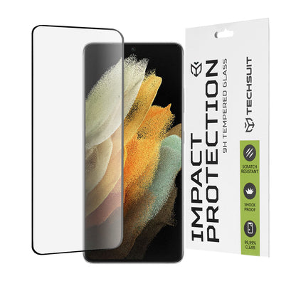 Techsuit Screen Protector Film for Samsung Galaxy S21 Ultra 5G G998, Tempered Glass, Full Glue, 111D, Black